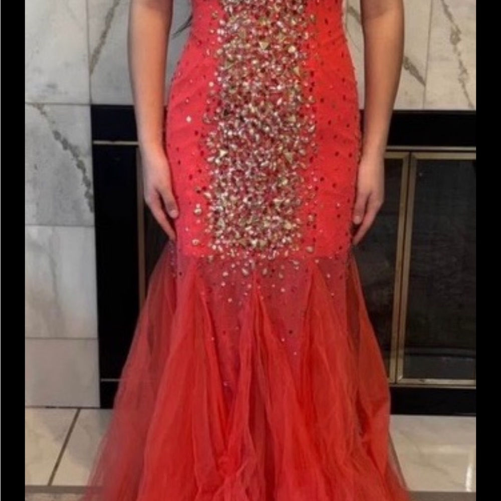 Stunning Red Beaded Gown size 4